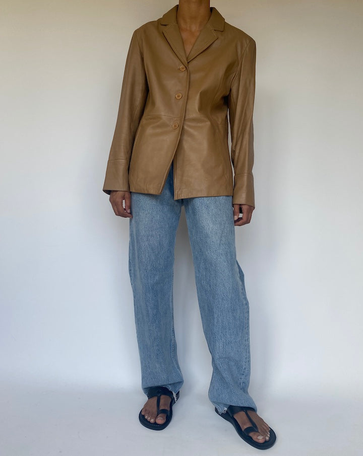 VINTAGE BEIGE LEATHER JACKET 3303