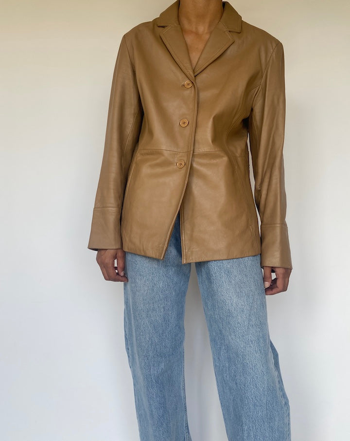 VINTAGE BEIGE LEATHER JACKET 3303