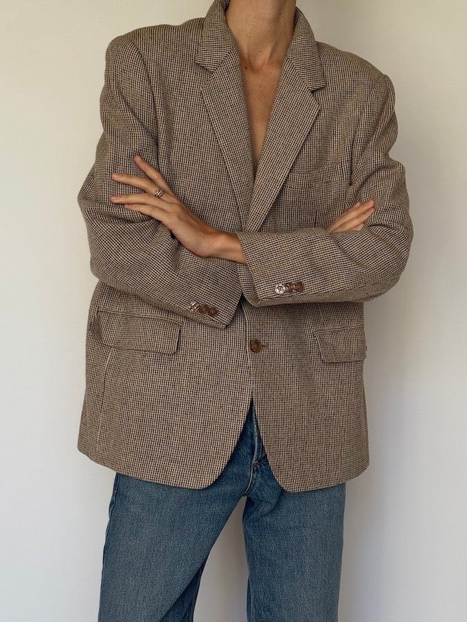 Vintage Micro-Check Blazer Taupe 6598