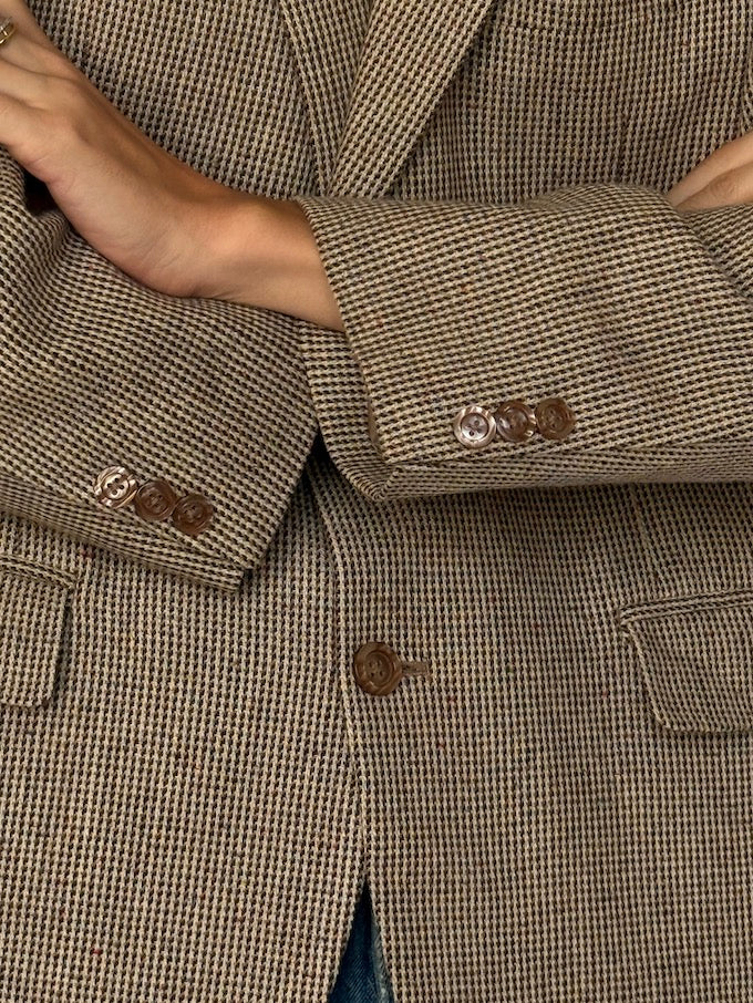 Vintage Micro-Check Blazer Taupe 6598