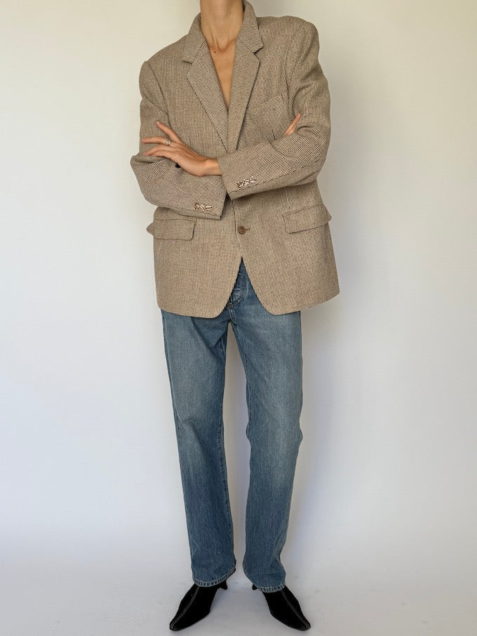 Vintage Micro-Check Blazer Taupe 6598