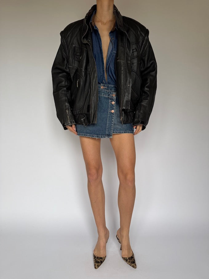 Vintage Black Leather Jacket 5481