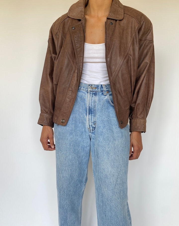 VINTAGE BROWN LEATHER JACKET 3305