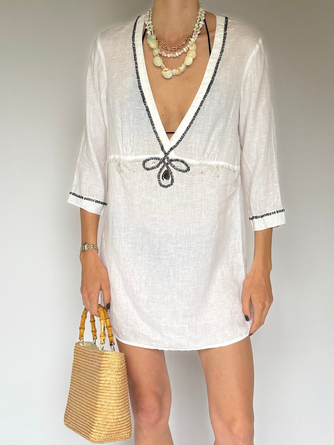 Vintage linen swim cover-up