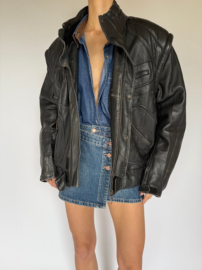 Vintage Black Leather Jacket 5481