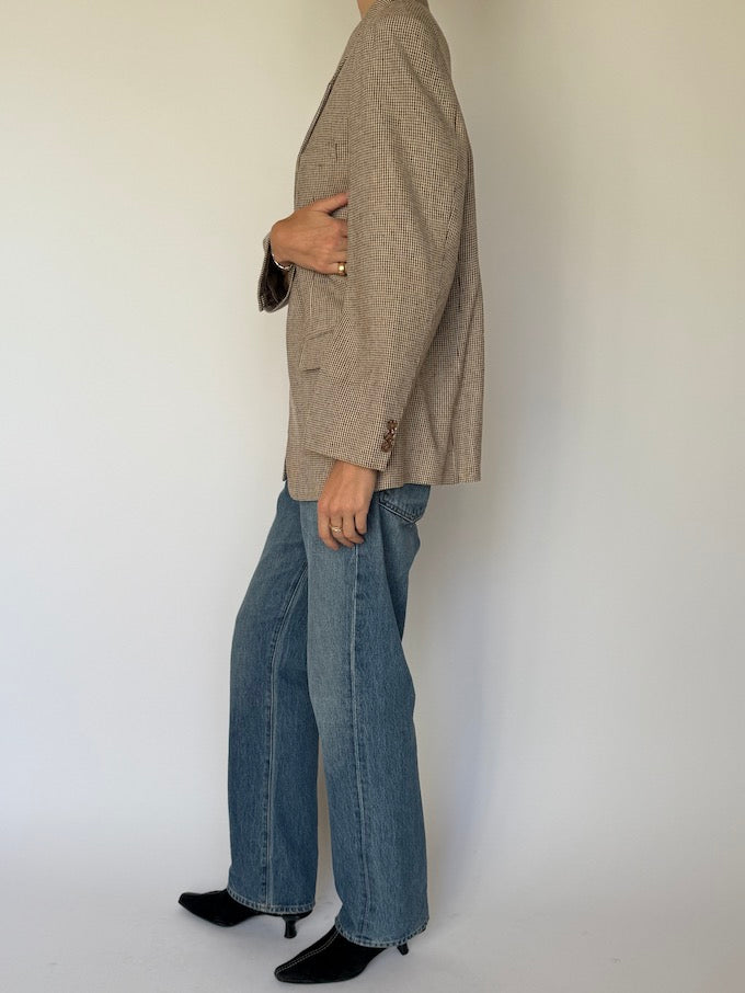 Vintage Micro-Check Blazer Taupe 6598