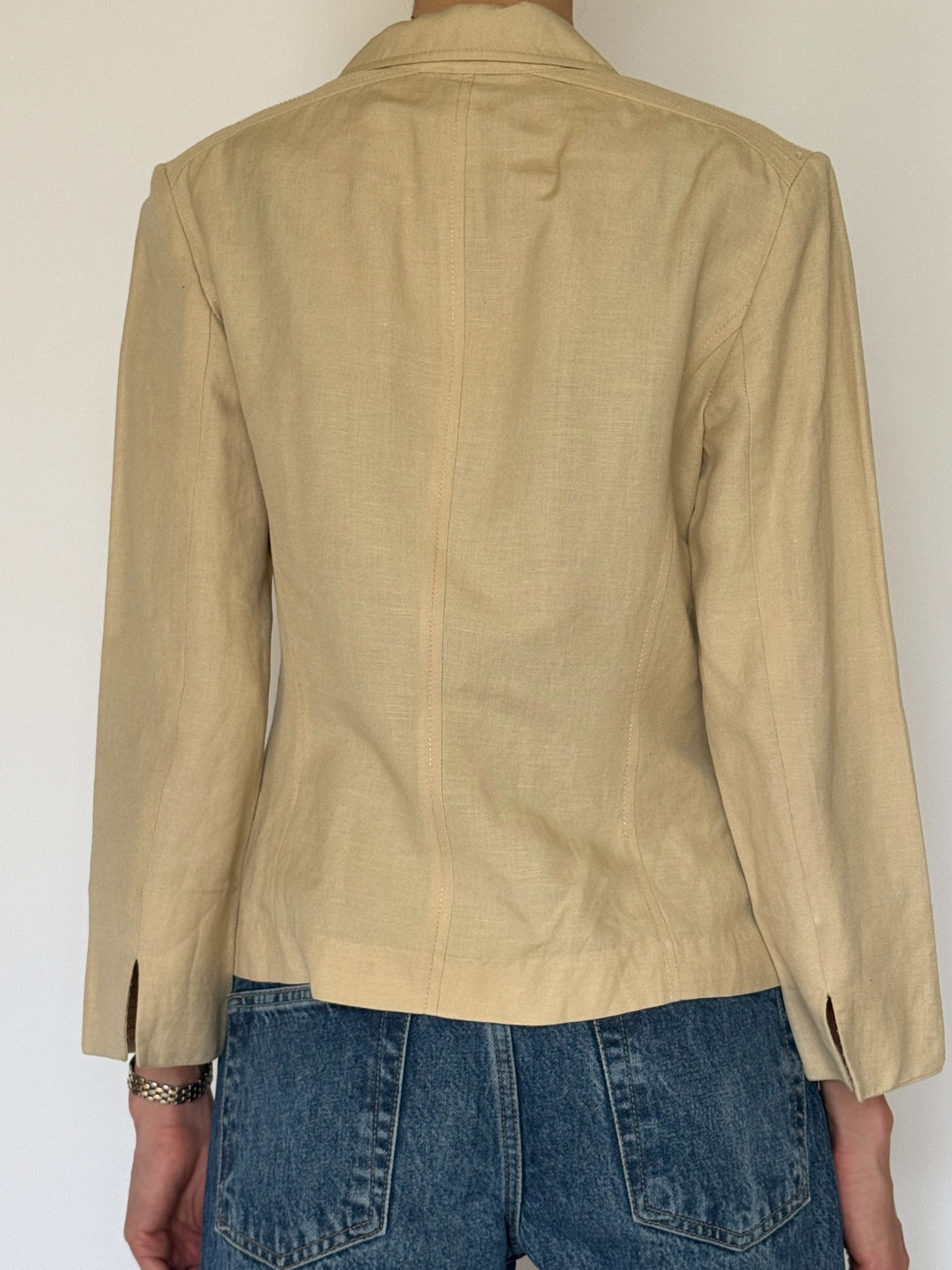 Vintage beige utility blazer back view