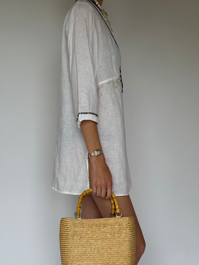 Vintage linen swim cover-up