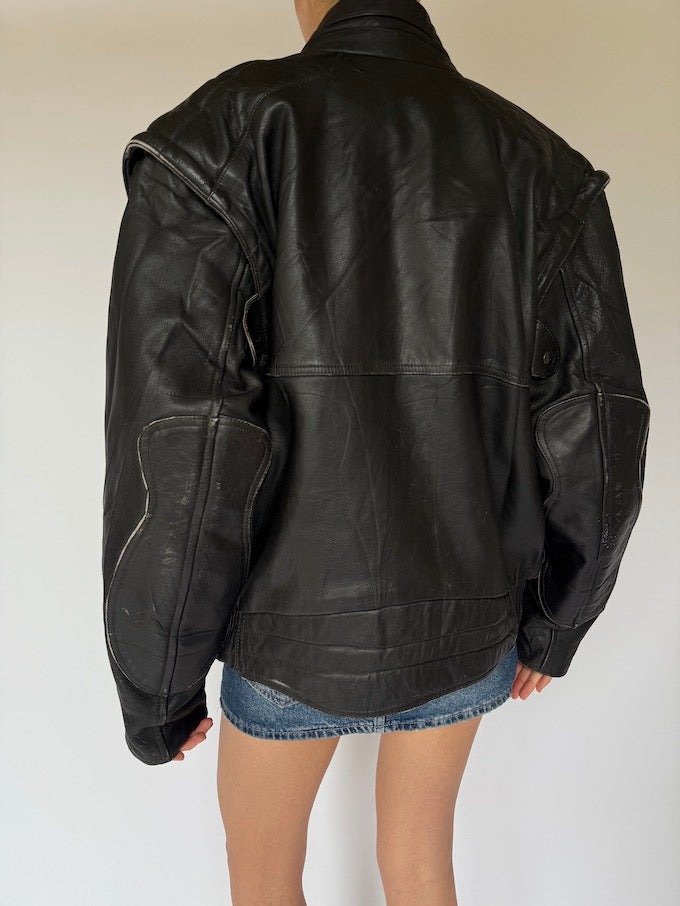 Vintage Black Leather Jacket 5481