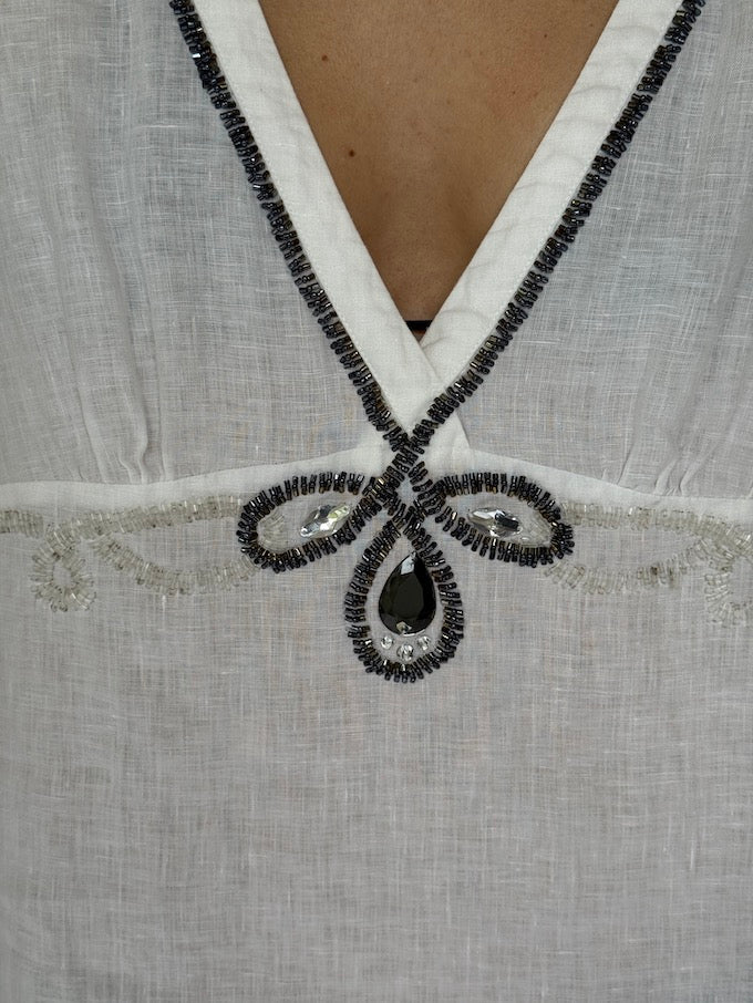 Vintage linen swim cover-up