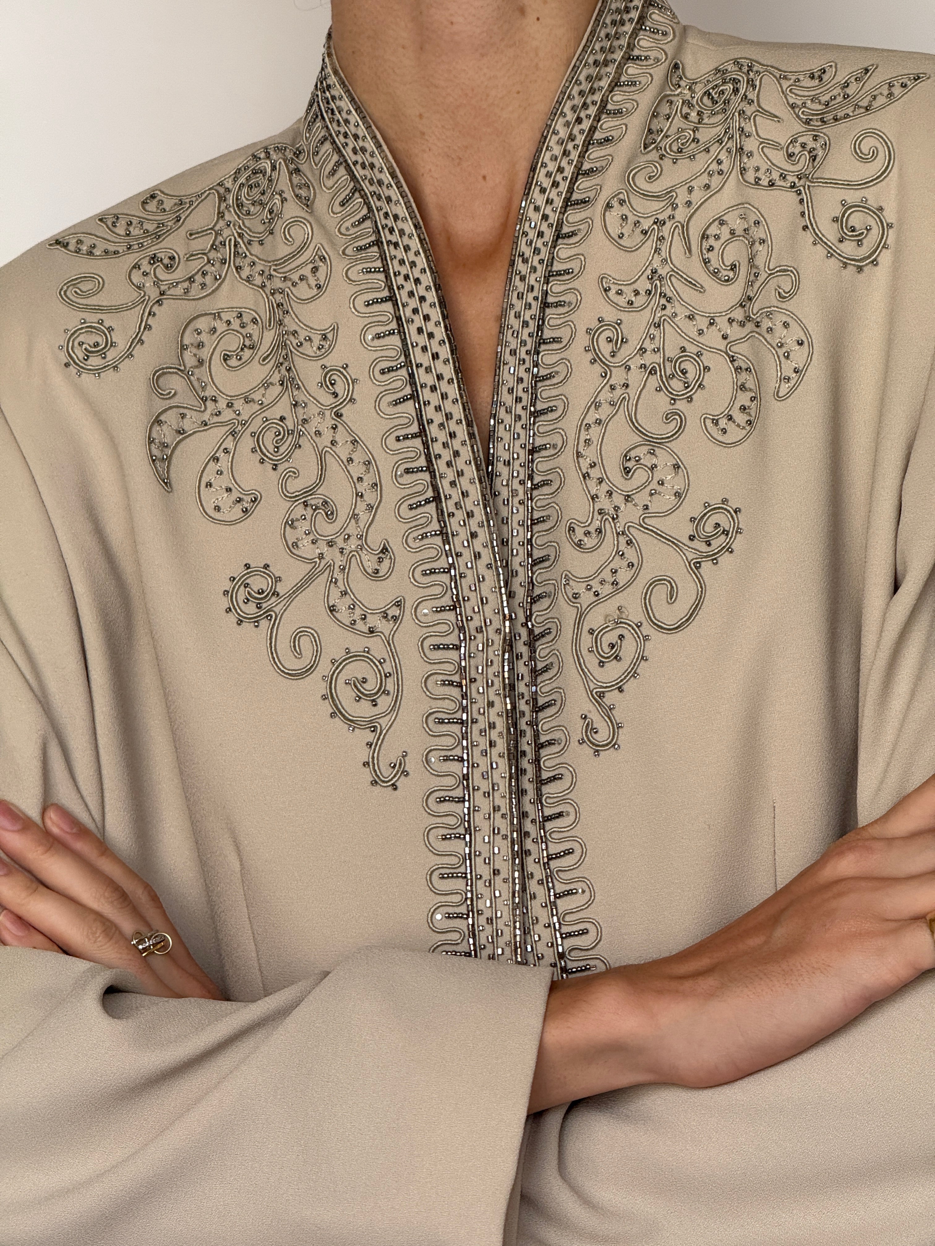 Vintage Embellished Statement Blazer Beige 6599