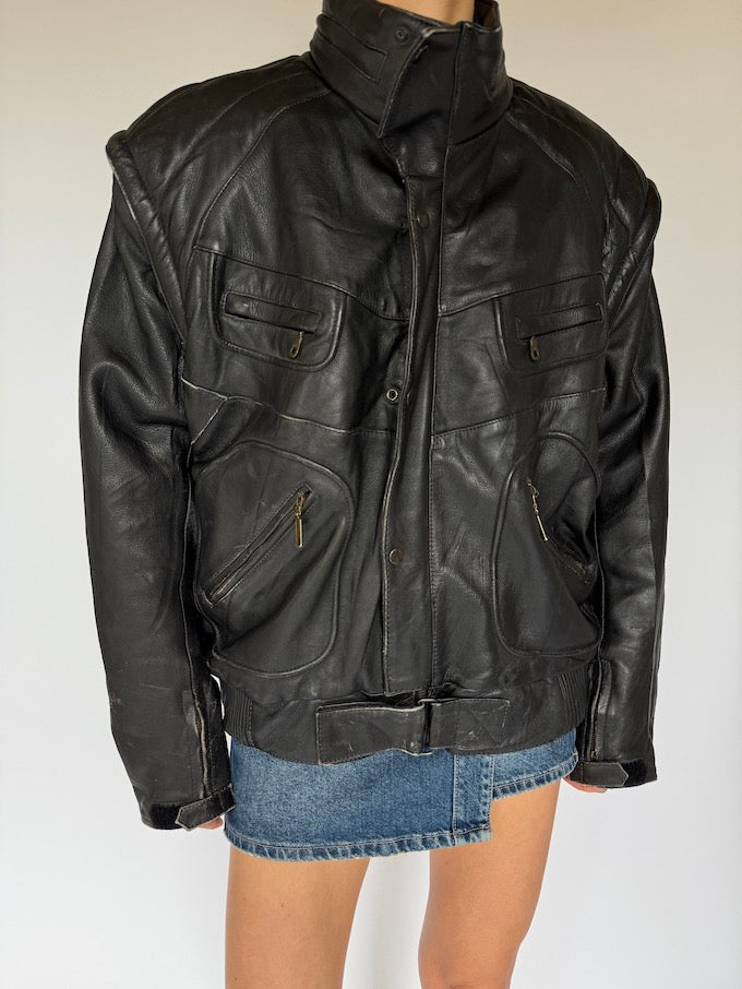 Vintage Black Leather Jacket 5481