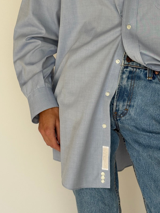 Vintage Cotton Oversized Button-Up Light Blue 6425