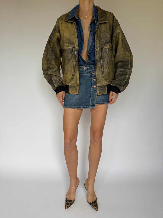 Vintage Distressed Leather Jacket 5450