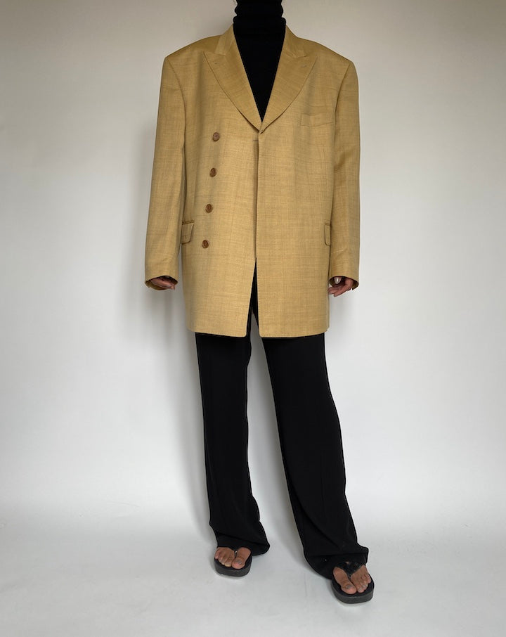 VINTAGE BEIGE SINGLE BREASTED WOOL BLAZER 2208
