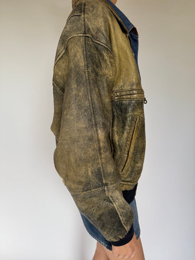Vintage Distressed Leather Jacket 5450