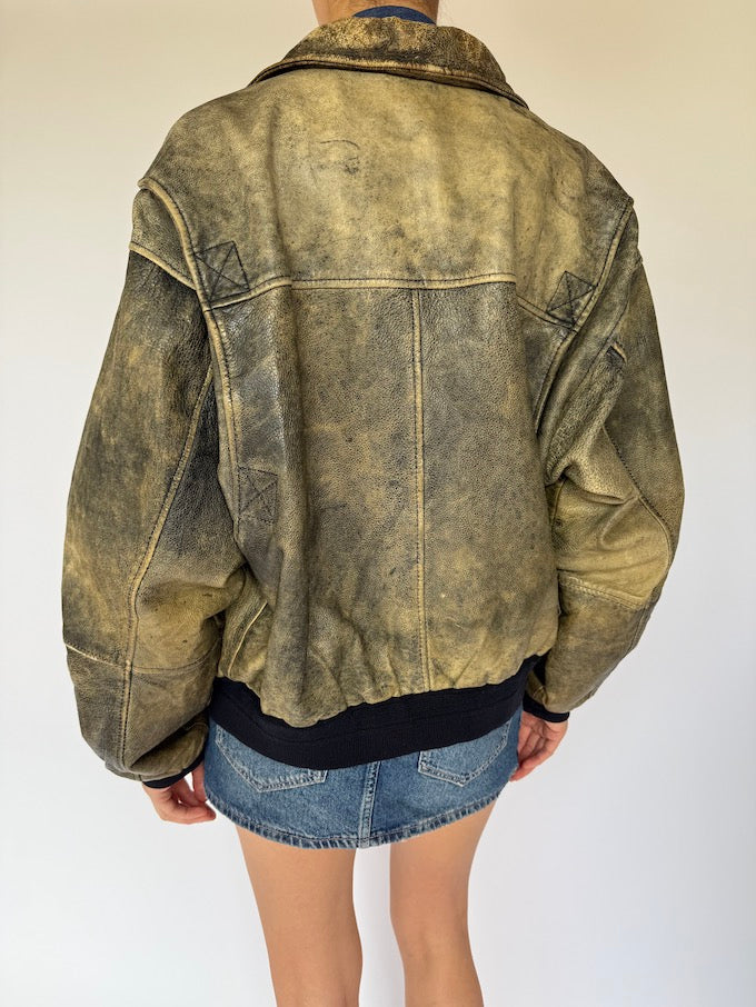 Vintage Distressed Leather Jacket 5450