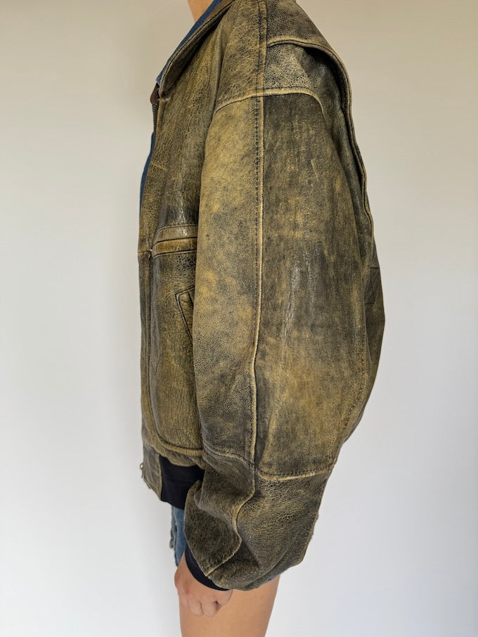 Vintage Distressed Leather Jacket 5450