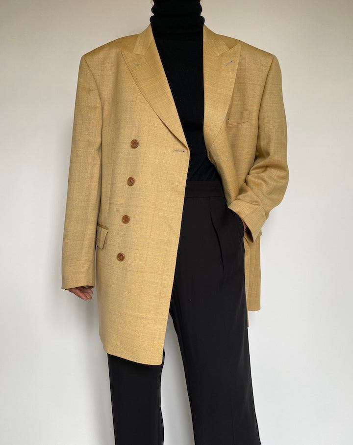 VINTAGE BEIGE SINGLE BREASTED WOOL BLAZER 2208