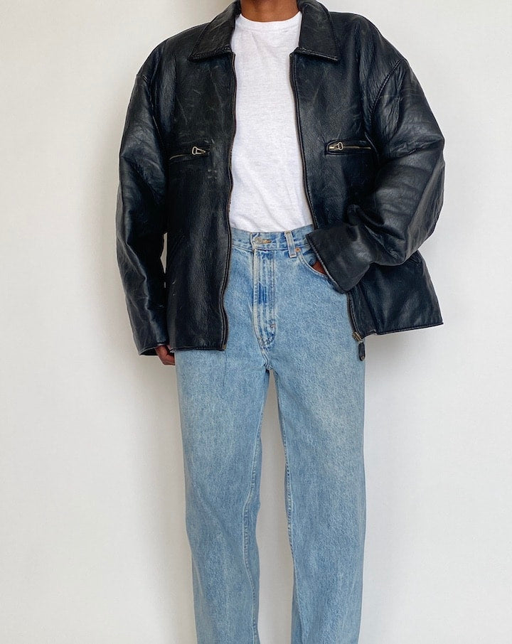 VINTAGE BLACK LEATHER JACKET 4256