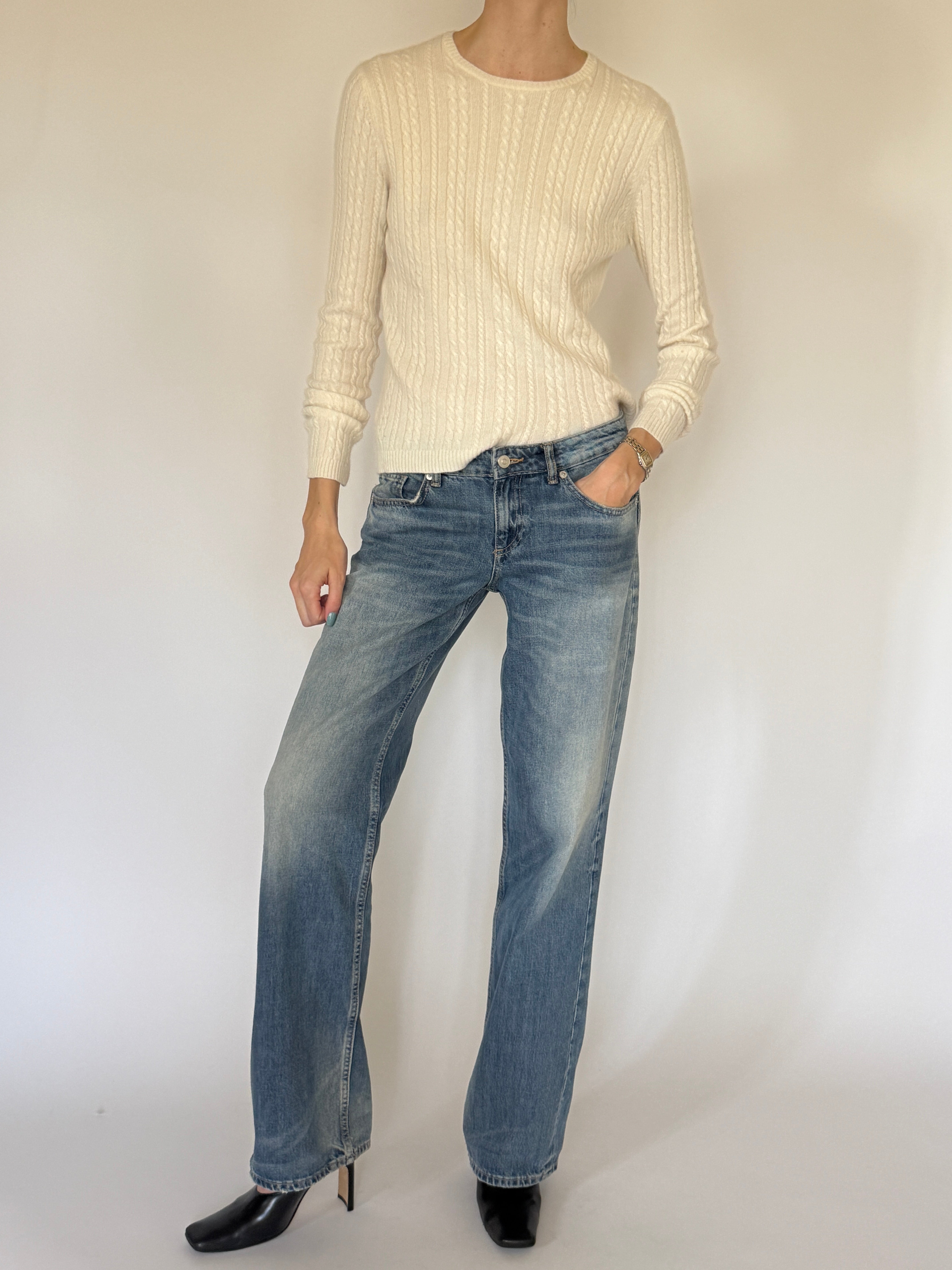 Vintage cream cashmere sweater front view