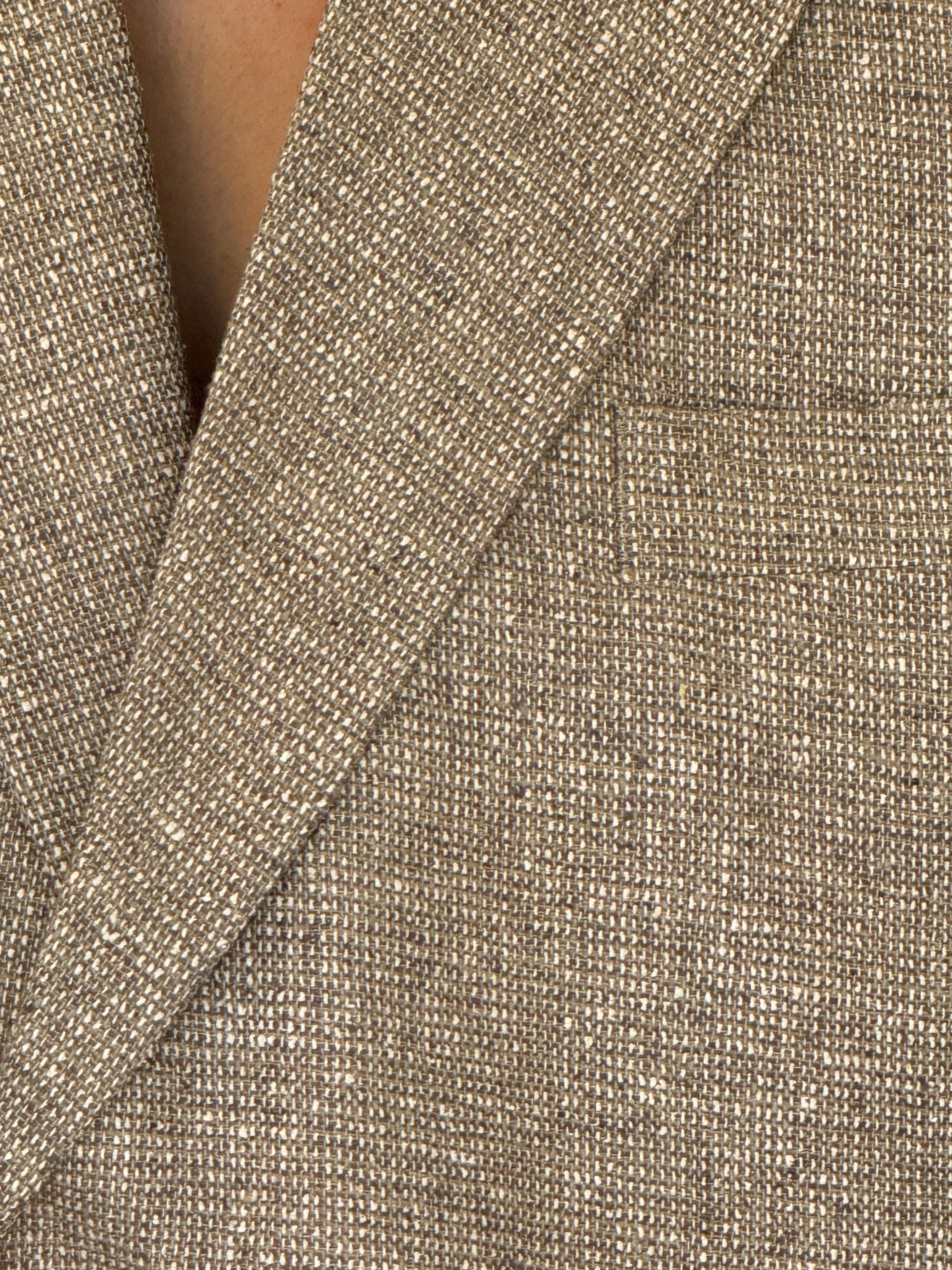 Vintage taupe silk blazer lapel detail