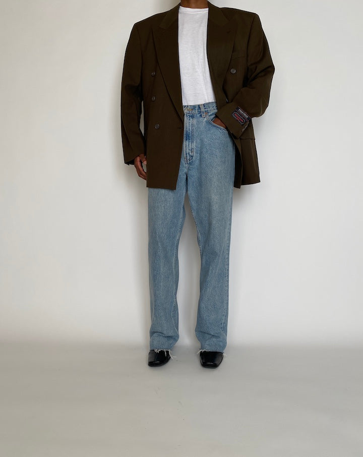 VINTAGE BROWN DOUBLE-BREASTED BLAZER 4257