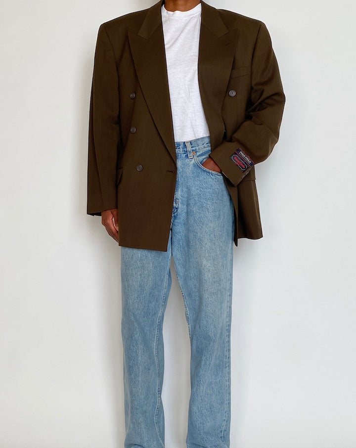 VINTAGE BROWN DOUBLE-BREASTED BLAZER 4257
