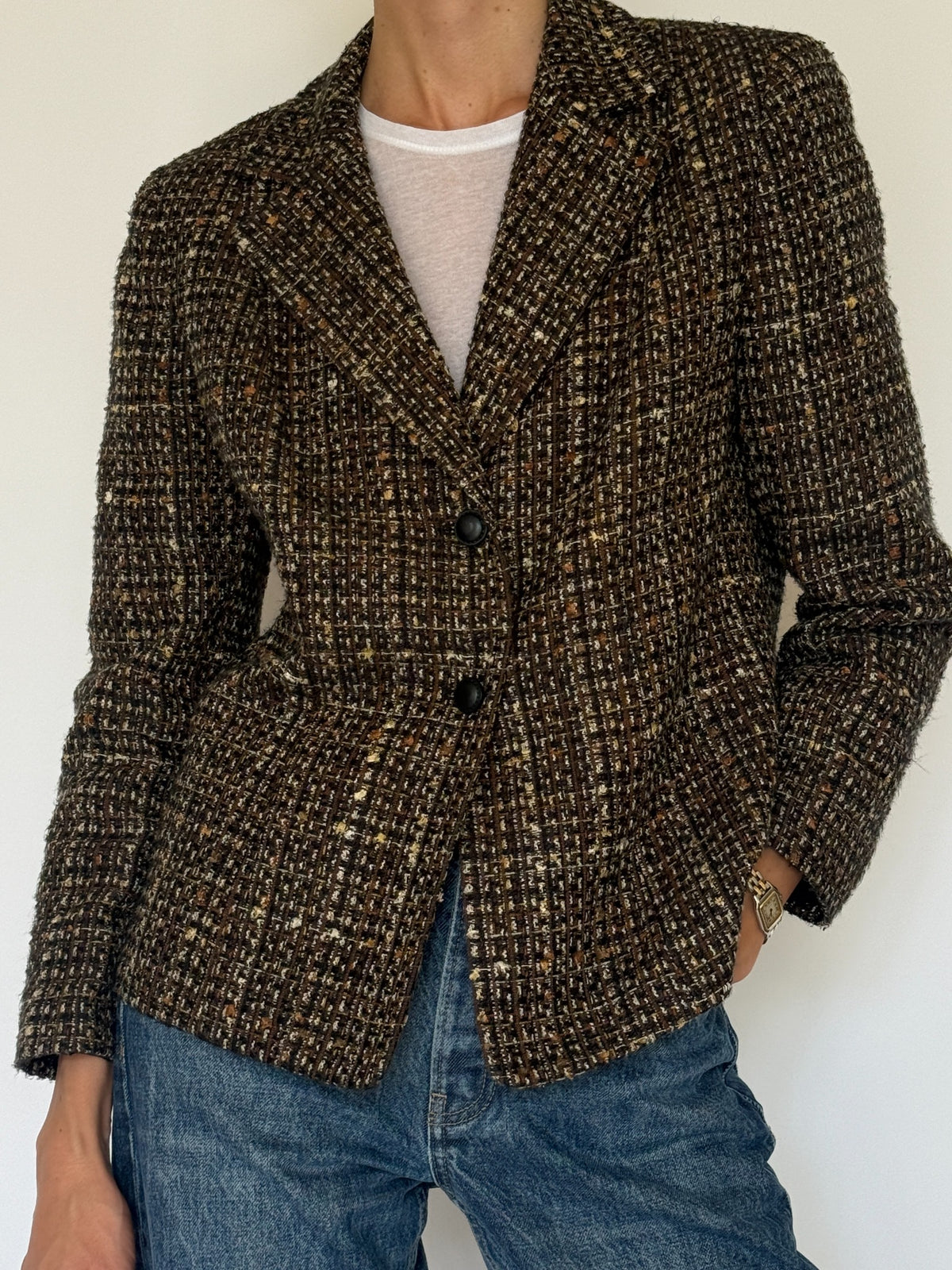 Vintage tweed blazer back view