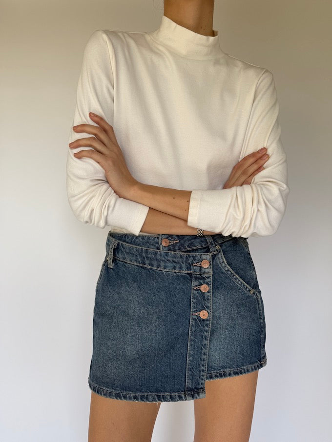 Vintage White Turtleneck Top 5566