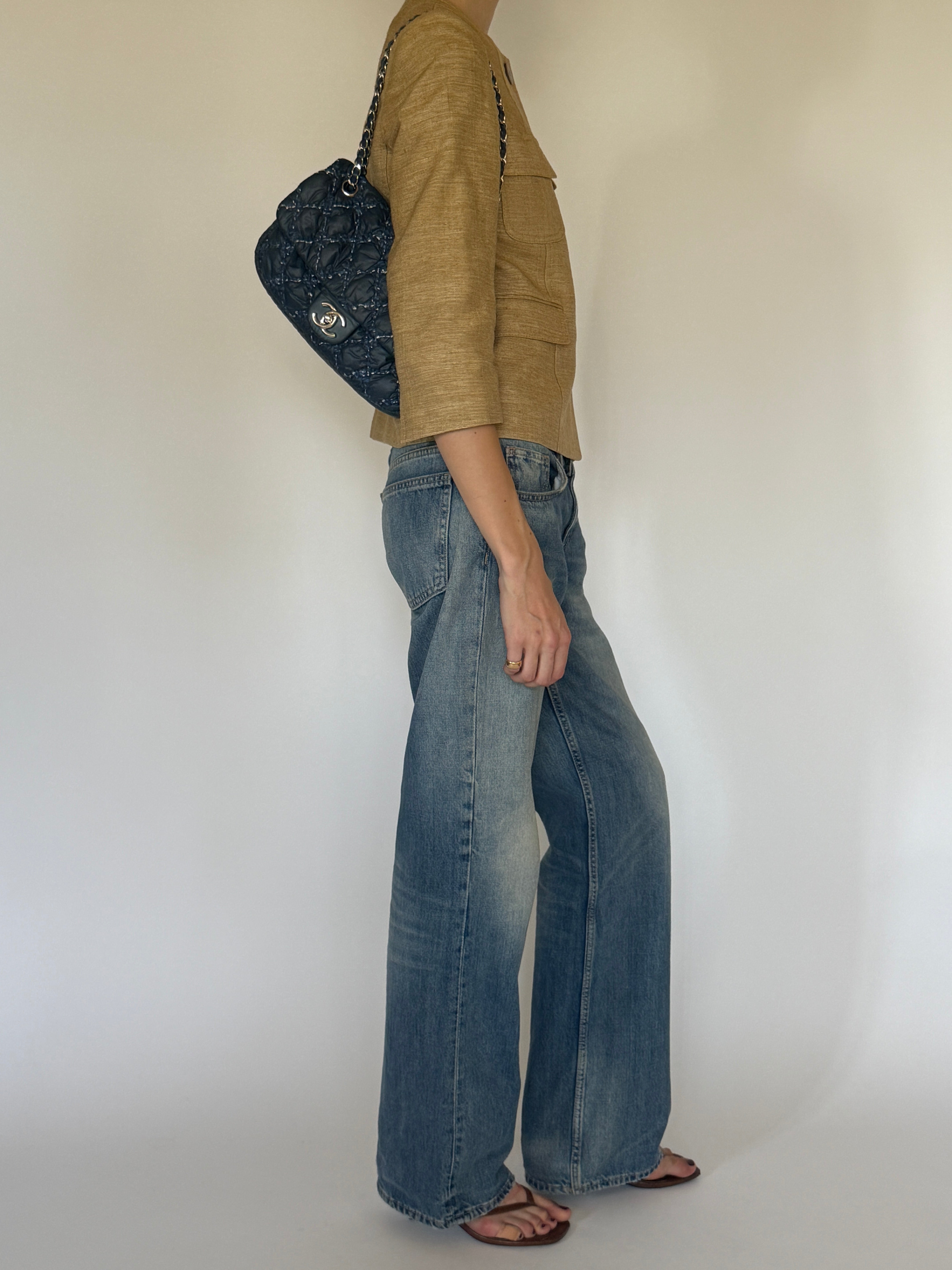 Vintage camel silk cropped jacket side view