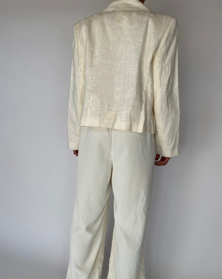 VINTAGE CREAM LINEN BLAZER 2238