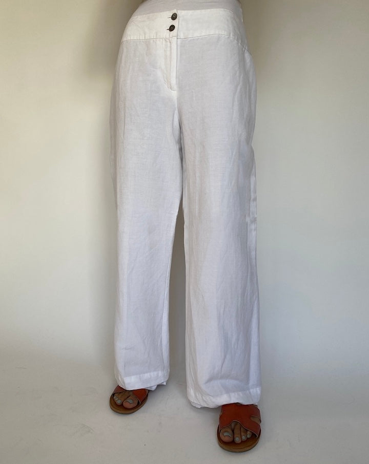 Vintage White Linen Blended Pant 821