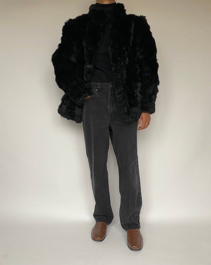 VINTAGE BLACK FUR JACKET 1303