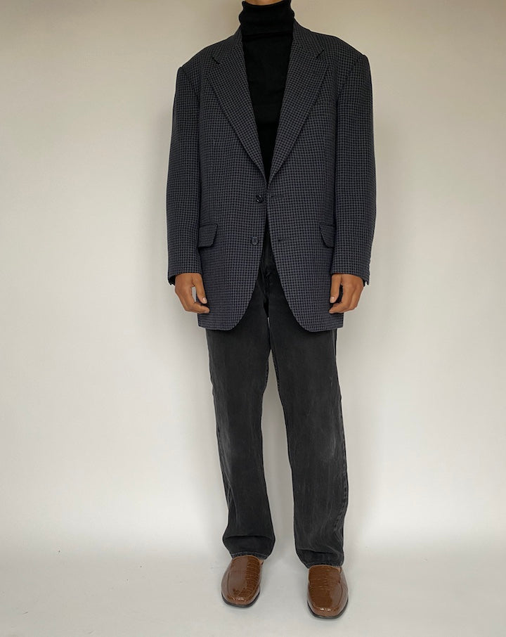 VINTAGE OVERSIZED CHECKED WOOL BLAZER 1631