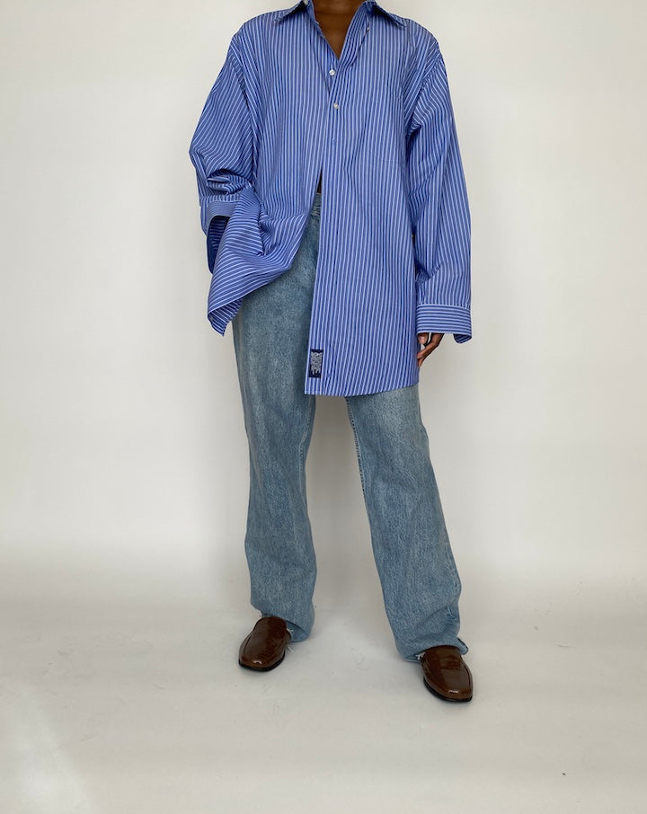 VINTAGE BLUE AND STRIPED OVERSIZED SHIRT 1993