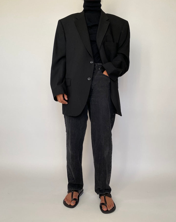 VINTAGE BLACK WOOL BLAZER 2042