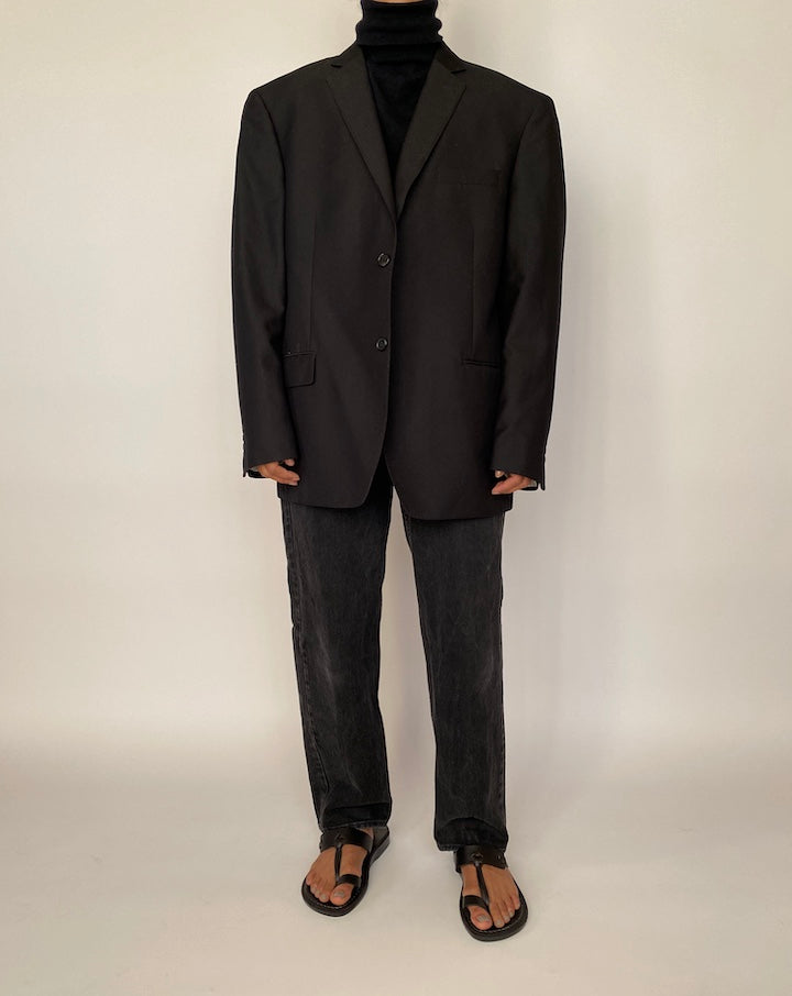 VINTAGE BLACK STRIPED BLAZER 2047