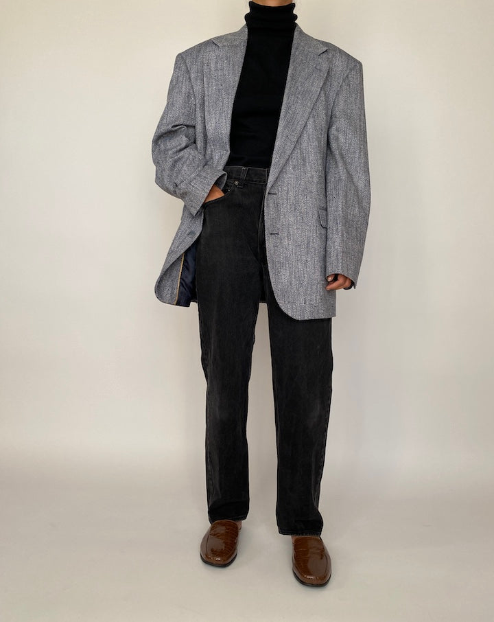 VINTAGE GREY SINGLE BREASTED BLAZER 2050