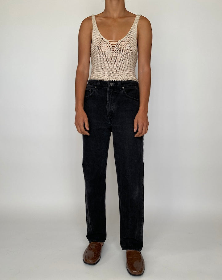 VINTAGE BEIGE KNIT TANK 2059