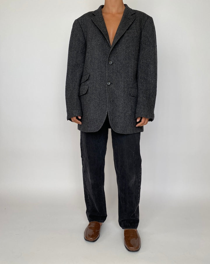 VINTAGE GREY SINGLE BREASTED BLAZER 2061
