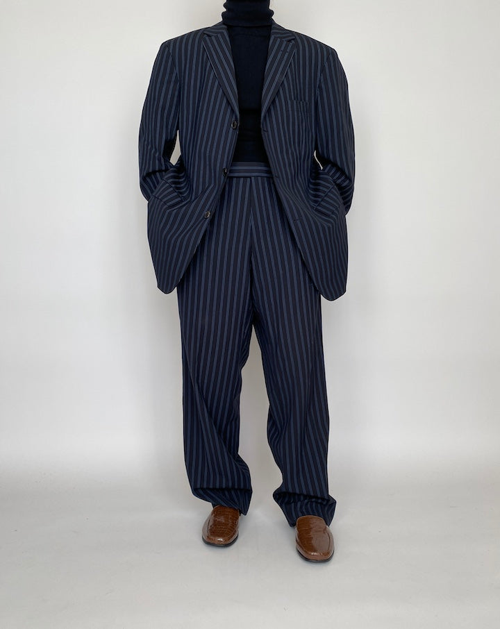 VINTAGE NAVY PINSTRIPED OVERSIZED SUIT 2080