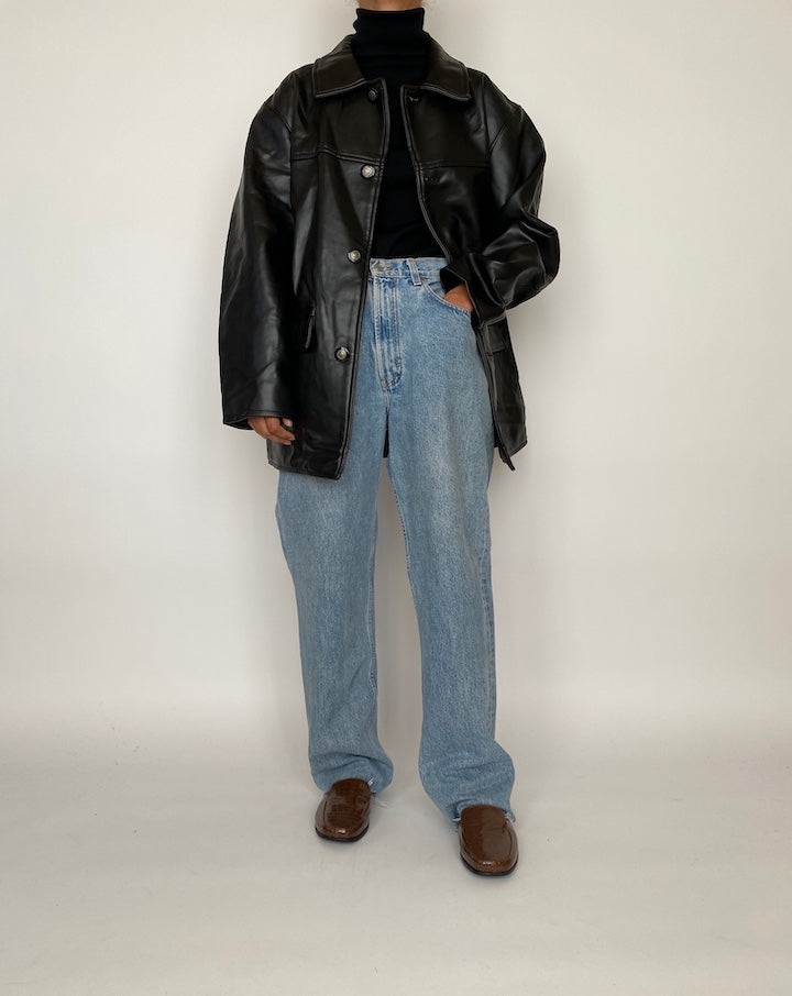 VINTAGE OVERSIZED FAUX LEATHER JACKET 2083