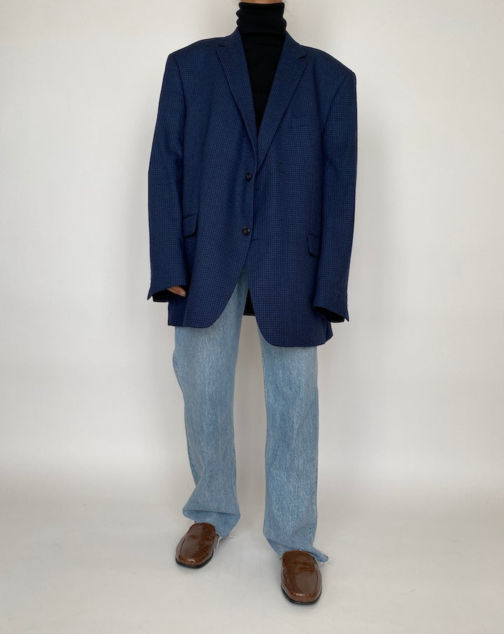 VINTAGE OVERSIZED SINGLE BREASTED NAVY BLAZER 2092