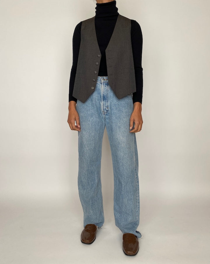 VINTAGE GREY PINSTRIPED VEST 2096