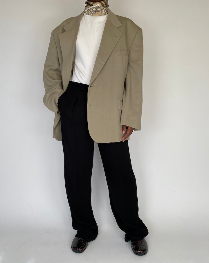VINTAGE OVERSIZED SINGLE BREASTED BEIGE BLAZER 2103