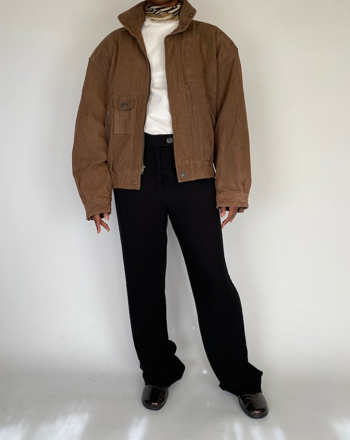 VINTAGE OVERSIZED BROWN LEATHER JACKET 2116