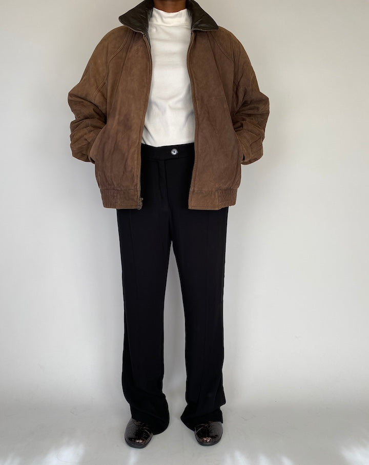 VINTAGE OVERSIZED BROWN LEATHER JACKET 2119