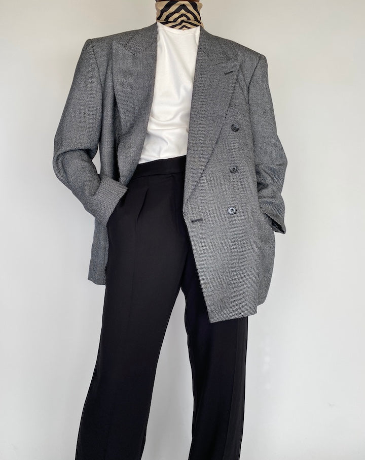 VINTAGE GREY DOUBLE BREASTED BLAZER 2128