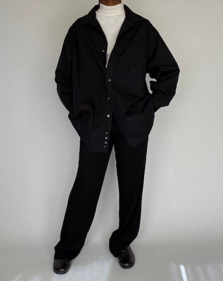 VINTAGE BLACK BUTTON DOWN LONG SLEEVE SHIRT 2137